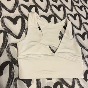 Aepebo Crop Top Bra Vneck Back Cutout Plunge Racerback sz M